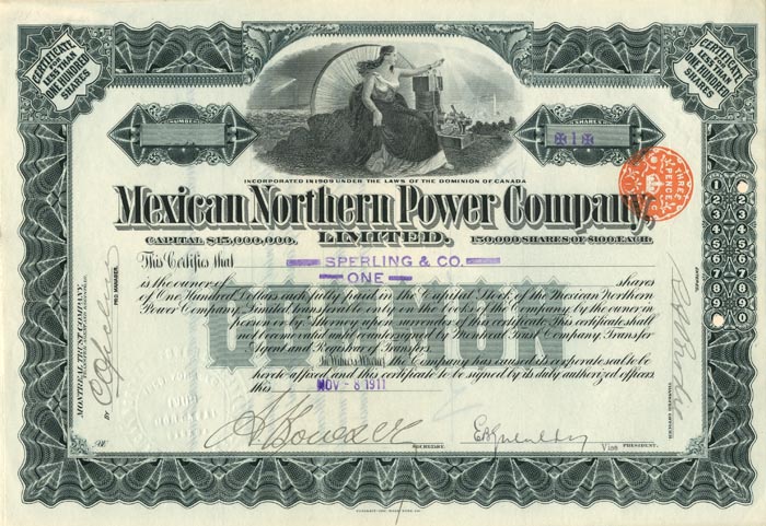 Mexican Northern Power Co., Limited - Stock Certificate